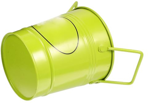 POPETPOP Pot De Fleurs en Métal Rétro avec Poignées Doubles Vert, Décor Jardin Bureau Intérieur, Seau à Fleurs en Fer Robuste, Pot Vintage pour Plantes D’intérieur