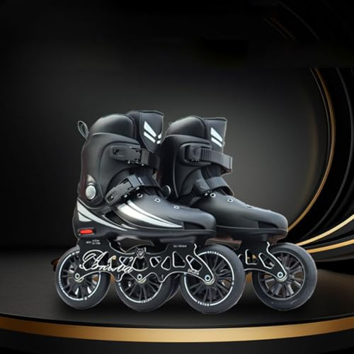 zenggp Patines En Línea De Carreras, 110 Mm, 3 Ruedas Grandes, Unisex, Botas Profesionales De Alto Rendimiento, para Hombres Mujeres Adultos Adolescentes Y Niños(Size:43,Color:Black)