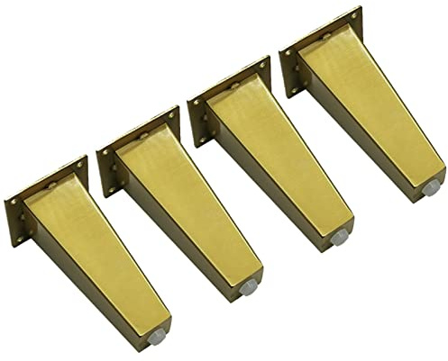 Set di 4 gambe in acciaio inox con base in gomma antiscivolo, piedini di ricambio per divano, sedia, letto, mobile TV, 10 cm, design a cono dritto