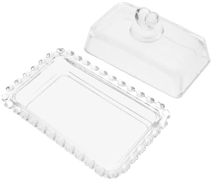 DECOMELODY Mantequera De Vidrio Transparente Con Tapa Antideslizante, Recipiente Para Mantequilla Mediano, Vajilla Doméstica Para Refrigeración, Uso Casero y Conservación