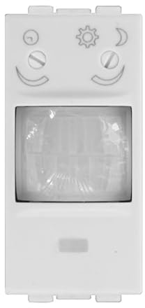 IXTRIMA Sensore di movimento crepuscolare 1 modulo per luci, PIR da incasso compatibile BTicino Living, colore bianco