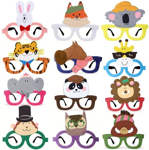 vamei Filz Dschungel Partybrillen Party Mitgebsel Kindergeburtstag, Tiere Party Brillen Lustig Brille Faschingsbrillen Kinder Geburtstag Gastgeschenke Give Aways Kindergeburtstag Kinder 3-10 Jahre