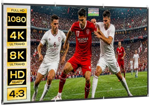 HOMCOM Telo Proiettore da 120 Pollici HD Formato 16:9 Lavabile Bianco | 4K/8K, Altezza Regolabile Manuale, Schermo Proiettore, Grandangolo di 160 Gradi, per Casa, Home, Cinema, Ufficio