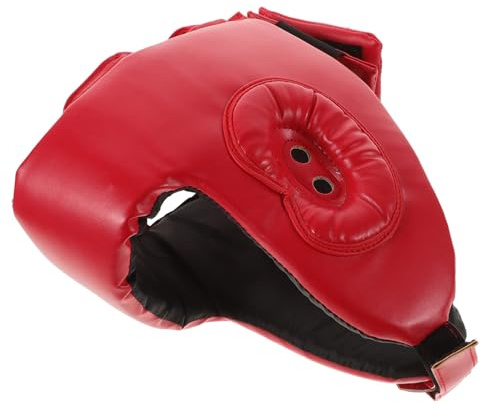 DIYEAH Adjustable Red Boxing Head Guard with Face Protection for Youth Boxing, Taekwondo and Sparring Martial Arts Headgear Padding