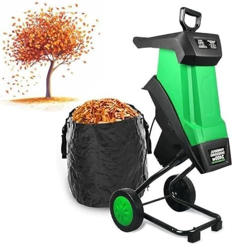 Cippatrice per trituratori di rami da giardino, trituratore di foglie elettrico da 2400 W con sacco di raccolta da 50 litri, 4500 giri/min, per manutenzione di prato e cortile