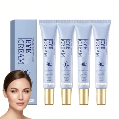 Crema para ojos contra ojeras e hinchazón, contra bolsas de los ojos, crema antienvejecimiento, suero hidratante y reafirmante para los ojos, suero para el cuidado de los ojos para día y noche (4
