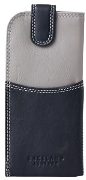 Lakeland Leather Glasses and Sunglasses Case – Real Leather Protective Holder for Reading Glasses, Eyewear, and Shades – Slim and Durable Pouch (Black Grey Multi)