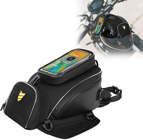 Tasofac Motorrad Tankrucksack, 2-in-1 wasserdichte Motorrad-Kraftstofftanktasche mit Abnehmbarer Touchscreen-Handyhalterung, große Kapazität, Motorradtasche mit Gurten für Reisen