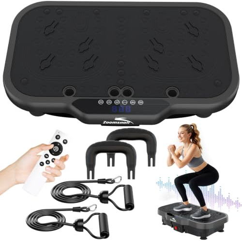 Vibration Plate Exercise Machine with Handles, 2026 Upgrade Motor 8000 Vibrations/min & Extra Larger Vibrating Plate, 400lbs Power Plate, 200 Speed Levels, Bluetooth, Quiet, for Weight Loss, Black