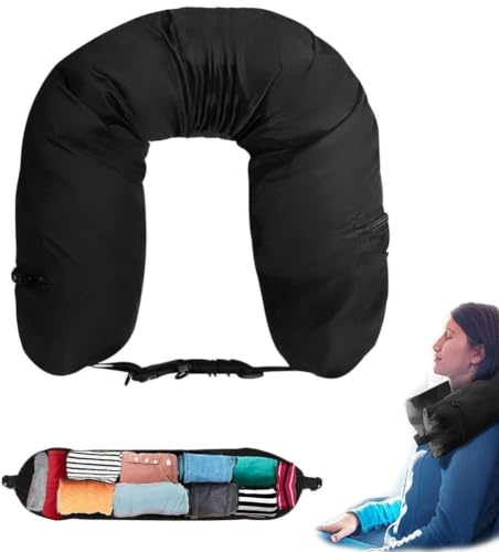 Taie d'oreiller rembourrée pour le cou, housse de coussin de voyage portable, sac de rangement en nylon pour oreiller, pochette pliable pour repose-cou, organisateur de voyage résistant à l'eau avec