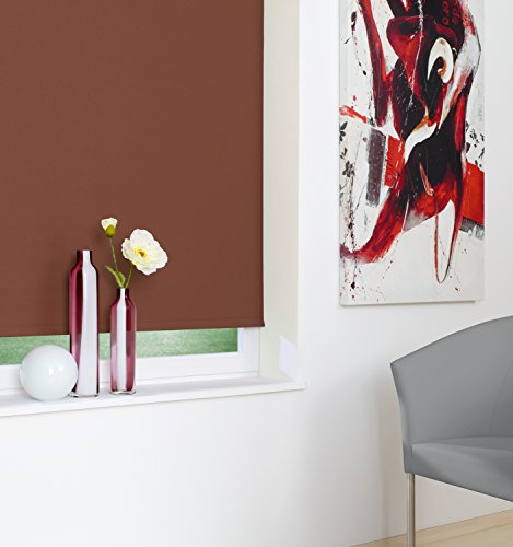 JalousieCrew Kettenzugrollo Verdunklung Mocca Braun Seitenzug Rollo - 062 bis 202 cm Breite - Länge 130 oder 230 cm - Sichtschutz Tür (202 x 130 cm)