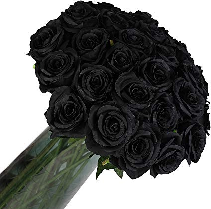 Laelfe 12 Pièces Roses Artificielles Noir, 53 cm Longues Tiges
