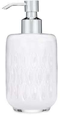 Rail19 Astraea Frosted Glass Soap Dispenser with Metal Pump - Refillable Liquid Hand Soap for Bathroom and Kitchen, 12oz (Cali Chrome)