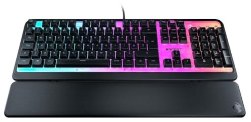 ROCCAT Magma Clavier de Jeu PC Silencieux à Membrane avec Plaque supérieure AIMO RGB 5 zones/10 LED et Repose-Poignet Amovible Noir