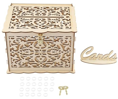 Hochzeitskarten Box, Kartenbox Hochzeit Briefbox Holz Geschenkkartenbox Geschenkkarten Box Karten Geld Box Briefbox Mit Schloss, Hochzeit Gastkartenbox Mit Schloss Schlitz Für Hochzeit Geburtstag
