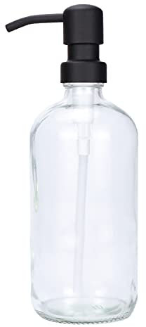 Plomkeest Dispensador de jabón de Vidrio Transparente Grueso de 500 ml con Bomba de Acero Inoxidable Dispensador de jabón líquido para baño, decoración de Cocina