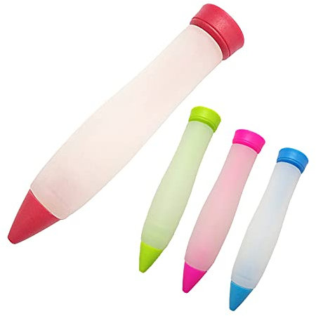 Penne per Torta Fondente In Silicone Da 4 Pezzi Siringa Pasticceria Pennarello Decorazione Torte Penna Dolci Scrivere Siringhe Pasticceria In 4 Colori Diversi, Adatte per Decorazione Di Torte, Dessert