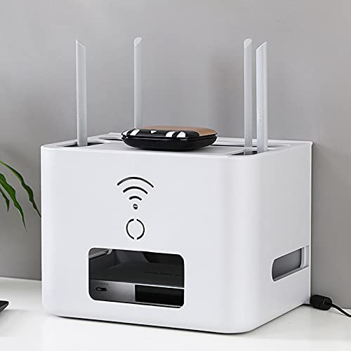 Tauzveok Router Aufbewahrungsboxen Router Regal, Kabelaufbewahrungsbox Kabel Verstecken Bei Kabelsalat, Set-Top-Box-Rack Schreibtisch Für Wohnzimmer Hotel Büro,29.2 * 21 * 20.9cm