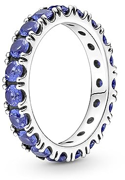 PANDORA Timeless Ring, Sterlingsilber, mit prinzessblauem Kristall