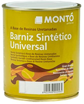 Barniz Sintético al Disolvente Brillante, Satinado o Mate de Uso Universal, Excelente Dureza y Rápido Secado. Barniz Sintético Satinado (750ml, Nogal 935 Satinado)