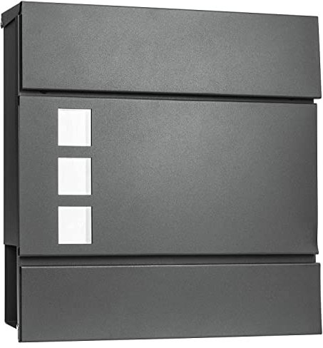 TekBox Mailbox Large Steel Wall-Mounted Parcel Post Letter Box with Keys (Large Square Mailbox)