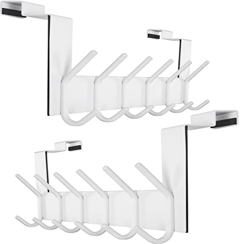 Dseap türhaken, edelstahl türgarderobe innenseite türhakenleiste türaufhänger kleiderhaken tür zum einhängen kleidung hut handtuch mantel, mit 6 haken, 2er set, weiß