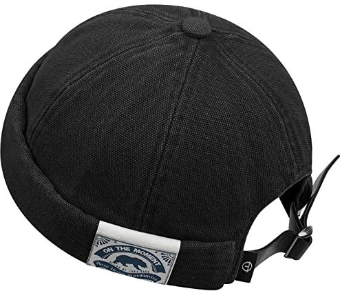 CLAPE Casquette sans Visière Homme Femme Bonnet Docker en Coton Pliable | Réglable,Léger,Bonnet Court avec Revers,Chapeau Marin Miki Vintage Uni pour Voyage,Urbain,Streetwear