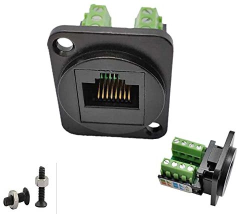 SHANFEILU RJ45/8P8C D-Type Montaggio a pannello Extender Ethernet Terminale Cat5E Adattatore di rete senza saldatura Keystone Jack Crimping Data Connettore femmina con vite