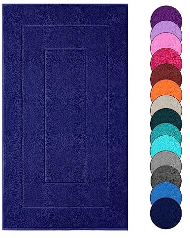 Lashuma Kuschelig Weiche Badevorleger Blau - Marine, Modern 50x90 cm Badeteppich Frottee London