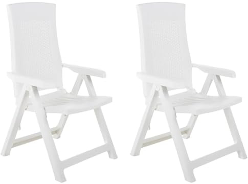 Gecheer 2X Verstellbare Gartenstühle Gartenstuhl Verstellbar Stuhl Klappsessel Klappstuhl Campingstuhl Hochlehner Stühle Gartenstühle Gartenmöbel Kunststoff Weiß