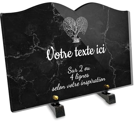 OCAP-FUNERAIRE.COM Grabschild, personalisierbar, aus Plexiglas, Motiv: Herzbaum, verschiedene Größen, Dicke 6 mm, auf verschiedenen Linien 30 x 20 cm
