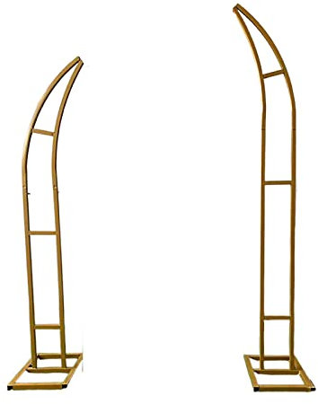 Arche de Mariage en Métal avec Une Paire de Bases Carrées pour Un événement de fête Decoration, Facile à Transporter (Or, Blanc, Noir) (Color : Gold, Size : 1.5+1.8M)