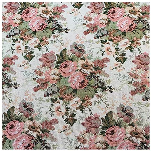 NAKAN Jacquard Polsterstoff Meterware Vintage Blumenmuster 145x100cm für Sofa Stuhl Einrichtung Kopfteil Basteln Vorhang Kissen(Color:rot)