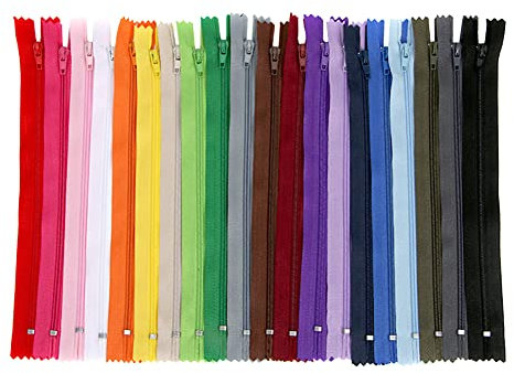 JIHUOO 20 Stück 30 cm Bunte Reißverschlüsse Nylon Spiralreißverschlüsse Reissverschluss Näh Reißverschlüsse Reißverschluss Zipper für Schneiderarbeiten Kleidung Taschen