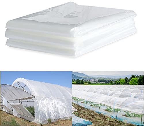 Ovtai Folie Gewächshaus, 2 x 6M Polyethylenfolie, Wiederverwendbar Gewächshausfolie, Reißfestigkeit Gewächshaus-Folie, Transparent Gewächshaus Folie Geeignet für Gemüsegärten Gärten Gewächshäuser