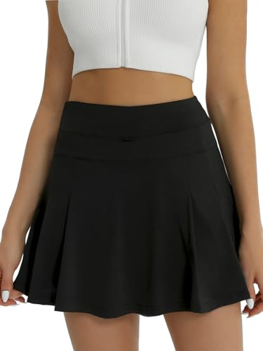 Fuinloth skort för kvinnor tenniskjolsfickor damers golfaktivkläder gymskort och minikjolar Svart XXL 46-48