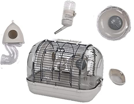 PAASHE Cage de Hamster Moderne Cage de Hamster Claire Maison avec cruche Roue de Course Suspendue Cage boîte à Nourriture Accessoires Habitat Animal