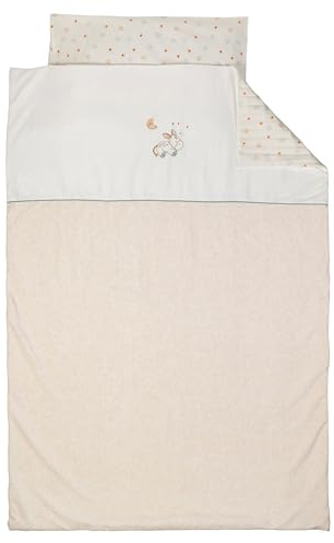 Nattou Bettwäsche-Set aus Baumwolle und Polyester, Esel Leo, Mit Wendemotiv, Bettdeckenbezug 140 x 100 cm, Kissenbezug 40 x 60 cm, Felix und Leo, Beige