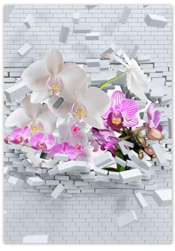 Sticker mural décoratif Motif orchidée dans le mur N° H7812M_NS1A3 29,70 x 42,00 cm