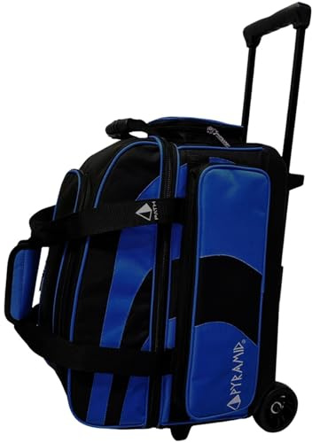 Pyramid Deluxe Bowlingtasche mit 2 Rollen und großem separaten Schuhfach (bis zu 2 Paar Schuhe) und Zubehörtaschen, Stabiler quadratischer Griff, ausziehbar auf 101,6 cm, Profi-Optionen erhältlich