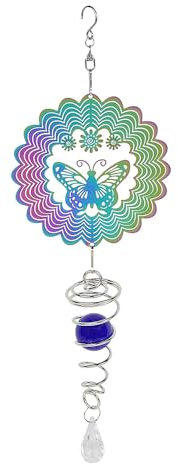 Alnicov Hanging Wind Spinner, Butterful Shape 3D Rotating Wind Chimes, Crafts Ornaments Indoor/Outdoor Decor Hanging Wind Spinners, Kinetic Yard Art Decorations (Multicolor)