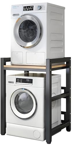 Kit de apilamiento para lavadora y secadora Lavadero Estante para lavadora y secadora, Cuarto de baño Marco Intermedio Lavadora Altura ajustable, Cocina Estantería apilable para Secador Superior (Siz