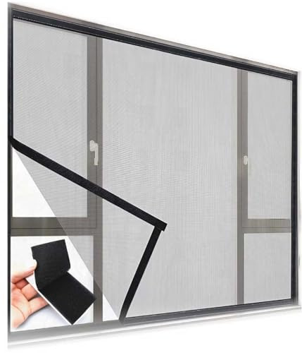 Fliegengitter Fenster Ohne Bohren Einstellbar, Insektenschutz Fenster Kann Zugeschnitten Werden, Katzenschutz Fenster für Balkon Polyesterfaser, mit Klettband Selbstklebend (Color : Gray Mesh Black F