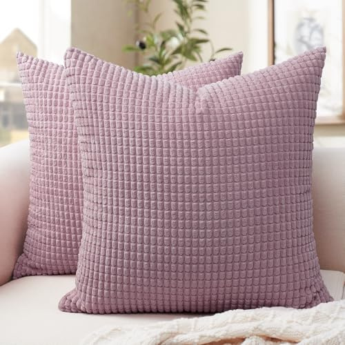 Softalker Altrosa Kissenbezug 40 x 40 Cord 2er Set flauschig und weich Kissenhüllen Kissenbezüge Sofakissen Couchkissen Dekokissen Deko für Sofa Wohnzimmer Mädchenzimmer Frühling Garten Pflegeleicht
