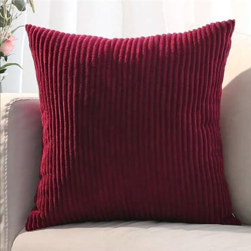 SWJ-swjssb Kissenbezug 80x80, 2er Set,Sofa Kissenbezüge 65x65,Kord Zierkissenbezug Dekokissen Sofakissen Bezug Groß Kissenhülle Dekorative Weiche Zierkissenbezüge Kissen Bezug(Burgund,80x80 cm)
