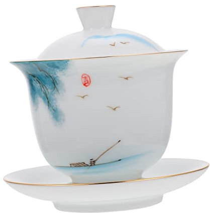 Garneck 1satz Handgemaltes Keramik Teeset Mit Deckel Traditionelle Chinesische Teetasse Für Zuhause Und Büro Geeignet Für Verschiedene Teesorten Feines Porzellan Design