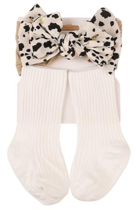 1 set baby pannband strumpor, baby hårband rosetter för flickor mjuk rosett huvudbonad halkfria strumpor elastiska hårband bomull spädbarn strumpor för baby pojkar flickor