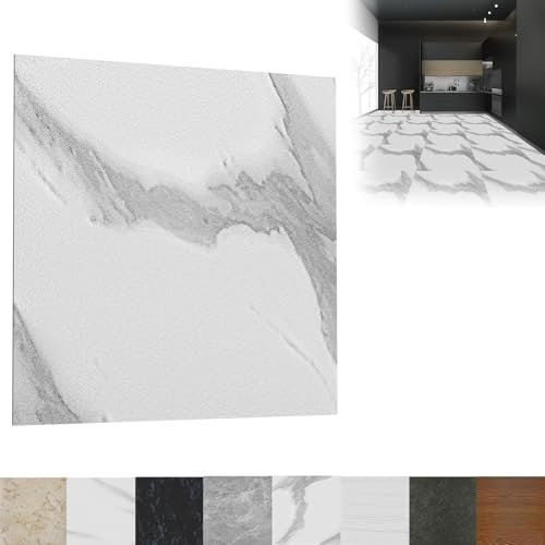 LZQ Lot de 54 carreaux de sol PVC autocollants 30 x 30 cm - 5,02 m² Antidérapants Résistants à l'usure Imperméables Salon et cuisine Modèle C