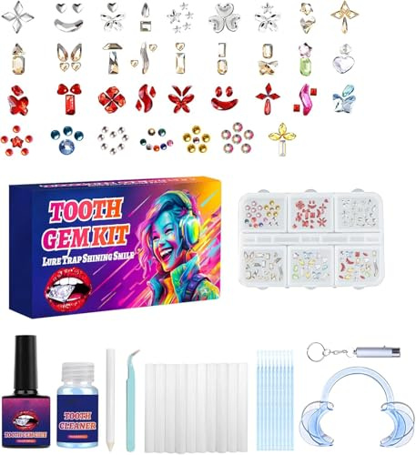 Tseriact Strass Dentaire, DIY Strass Dentaire Cristaux pour la Décoration des Dents, Kit Strass Dentaire pour les Dents Bling (Style D)