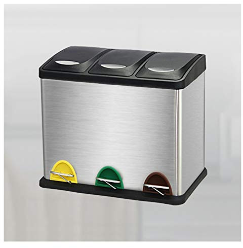 CNBYDK Papelera Inteligente Delgada para clasificar Basura Seca y húmeda, Papelera de Gran Capacidad con Tapa de Apertura con Pedal, Papelera de Acero inoxid